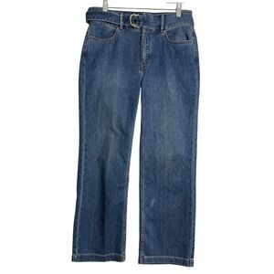 White House Black Market The Wide Leg Crop Jeans Womens 2 Blue Belted Preppy